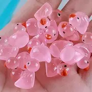 100pcs Mini Resin Duck,15 mm Dollhouse Décor Glow in The Dark for Aquarium Decor Micro Fairy Garden Landscape Hide,Seek Party Toys,Easter Basket Stuffer, Gift for All Ages (Pink-Duck)