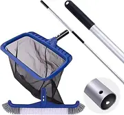 POOLAZA Pool Cleaning Kit, Including Pool Brush & Ultra Fine Mesh Pool Skimmer Net with Pole, Pool Net Skimmer & 17.5'' Pool Brush Head with 10.5ft Aluminum Pool Pole, Pool Net and Brush with Pole