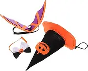 FONDOTIN 1 Set Halloween Pet Costume Pumpkin Hat Bow Tie for Dogs Cats Comfortable Washable for Parties Photos Durable Decorative Headdress