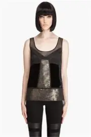DVF Diane Von Furstenberg EMOI Sequin Embellished Velvet Tank Top Blouse 6 $265
