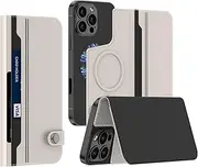 FFENDOUNIU for iPhone 16 Pro Max Case with Leather Wallet Cardbag, Compatible MagSafe Back Flip Folio Protective with Stand, for Business for Men Women, Full Body Military-Grade Protective (Beige)