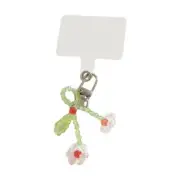 Flower Bowknot Pendant Keychain Colorful Beaded Phone Charm Detachable Keyring