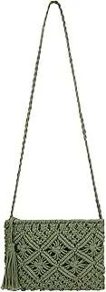 [Youjaree] Women Crochet Shoulder Bag Handmade Woven Beach Crossbody Handbag Satchel Purse with Tassel for Summer