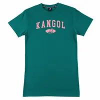在飛比找momo購物網優惠-【KANGOL】洋裝 綠 粉LOGO 長版 連身裙 短袖 女