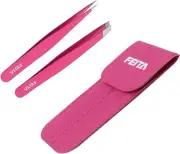 Precision Tweezers for Eyebrows - FEITA Professional Stainless Steel Slant & ...