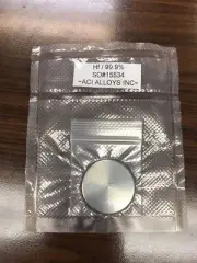 Hafnium sputter target, 99.5+% pure, 2.0" diameter x 0.125" thick