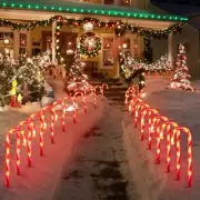 20Pack 12" Christmas Candy Cane Pathway Markers, Xmas Pathway Lights for Walkway