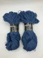 Zitron Kimono Yarn 2-skeins / Lace Tiered Skirt Knit Kit / Merino + Silk Blue