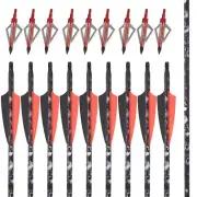 30 inch Carbon Arrows for Compound Recurve Bow Archery Target Hunting 6/12PCS