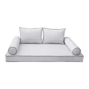 COVER ONLY-Style1 Daybed Mattress Bolster Pillow Covers Contrast Trim Full-AD105