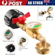 QCC1 Propane Refill Adapter 20lb to 1lb Converter with Gauge and Control Valve