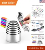 measuring cups and magnetic measuring spoons set, stainless steel measuring c...