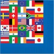 Beistle 16 Piece Disposable Paper International World Flags Lunch Napkins