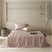 Satin Flat Sheet Twin Full Queen King Luxury Soft Top Sheet Tencel Silky Top Sheet Sateen Cooling Breathable Bed Sheets(Pink,245x250cm)