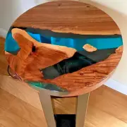 24" Custom Made Round Epoxy Table / Living Room Side Sofa Table/ End Table Top