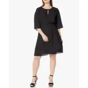 City Chic Womens Plus Medium 18 Black Faux Wrap Dress NWT AR31