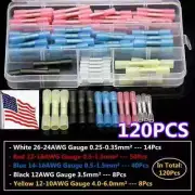 120PCS Waterproof Heat Shrink Butt Connectors Marine Crimp Wire Splice Terminals
