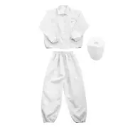 ESD Lab Coat Anti-static Clothing Smock Clothes Full Sleeve with Hat (White,L)