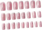 Beavorty 2 Sets Finger Fake Nails Women Fake Nail DIY Fake Nails Pink Fake Nail Press on Nail Tips Glitter Fake Nails Short Fake Nails Fake Acrylic Nails Pink Decor Oval Do It Yourself Miss