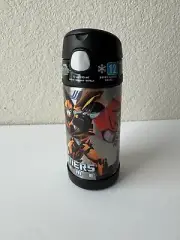 Transformers Thermos Funtainer 12oz Water Bottle with Straw Stainless Steel RARE