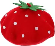 [WOFASHPURET] Charming Strawberry Pattern Beret Wool Blend Hat Cosplay Comfortable Novelty Headwear