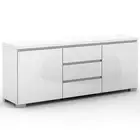Elara High Gloss 2 Door 3 Storage Drawers Buffet Cabinet Unit White 5250-wht