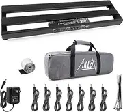 AKLOT Guitar Pedal Board with Built-in Power Supply Guitars Effect Pedalboard Aluminium Alloy Power Supply 19" x 5" with Bag, Pedal Cable