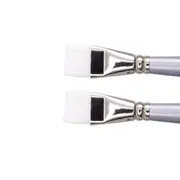 2x Jasart Short Flat Sz 1/2 Acrylic/Watercolour Paint Brush Synthetic WHT Taklon