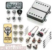 EMG JH SET JAMES HETFIELD BRUSHED CHROME STANDARD SPACED SHORT POT 12 PICK+ TINS