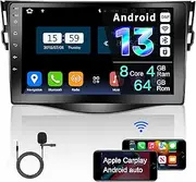 AMASE AUDIO Real Android 13 Car Stereo, Wireless carplay Android Auto, DSP+, Ultra-Thin Compatible for Toyota RAV4 2006-2012, 9" Touchscreen, Support WiFi Bluetooth 5.0/Rear Camera