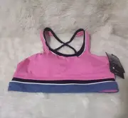 NWT Avia Womens sz S Bikini Top Scoop Neck Mesh Pink Blue Racerback Swim Wear