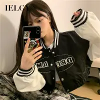 在飛比找蝦皮商城優惠-IELGY 韓版寬鬆短版棒球服外套女