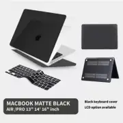 Mac book Case Matte Black + Black Keyboard Cover + LCD Air Pro 13" 14' 16" inch