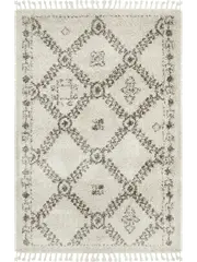 Saffia Natural Ethnic Prints Plush Boho Rug