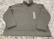 NWT Jeremiah & Sons Men’s Sherpa Lined Henley Pullover Olive Color Size X-Large