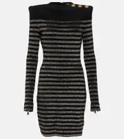 [Balmain] Balmain Lurex® striped minidress UK 10 black