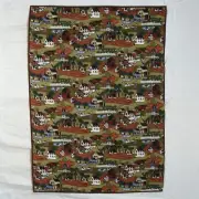 New, handmade, quilted farm scene with cows, pumpkins, scarecrow, barn and ponds