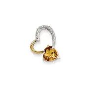 14K Yellow Gold Real Diamond u0026 Citrine Pendant