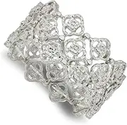 [JewelryWeb] Silver-tone Stretch Bracelet 32mm Wide-Stretch-Bracelet for Women