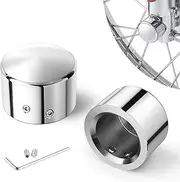 [Benlari] Chrome Front Axle Nut Covers fit for Harley, CNC Axle Nut Caps Compatible with Harley Davidson Touring Sportster Trike Dyna Softail Street Glide Road King Iron 883 Fat Boy 2002-2024