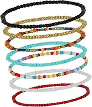 WOFASHPURET 7pcs Bead Anklet Set Bracelet for Women Bangle Bracelets for Women Adjustable Bracelets Beads for Jewelry Beaded Anklets for Women Foot Bracelet Anklets Resin Beads
