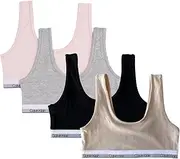 [Calvin Klein] Girls' Classic Cotton Bralette Bra, 4 Pack