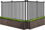 [Costway] Picket Fence, 2M L x 1.3M H Decorative Fence, 2 No Dig Fence Panels for Soft Ground, Garden Fencing for Pool, Yard & Porch (Pack of 2) (Black)