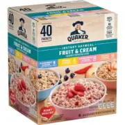 Quaker Instant Oatmeal Fruit & Cream, Variety Pack 42.3 oz., 40 pk.