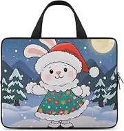 Laptop Case Sleeve Shockproof Computer Carrying Bag Christmas Bunny Laptop Bag Tote Lightweight Notebook Case Cover Traveling Briefcase Handle Bags for Travel Business 17inch