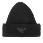 [EMPORIO ARMANI] EMPORIO ARMANI Knitted beanie hat with jacquard logo Man L L Black