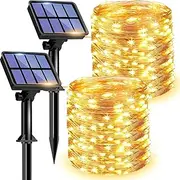 litogo 2 Pack Solar Fairy Lights Outdoor, Total 24 Meter 240LED Solar Garden Light 8 Mode Copper Wire Decorative String Lights for Patio, Trees, Party