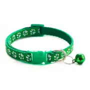 Green Adjustable Pet Collar For Cats or Small Dogs - With Click Fastener and Bell