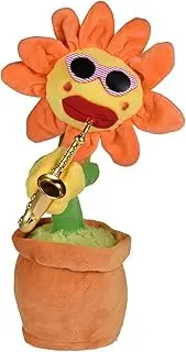 Dancing Singing Sunflower Toy - Musical Light-Up Sunflower Pot, Figurine with 80 Songs and Lights | Interactive Saxophone Toy for Kids, Funny Entertainment Gift, Talking Dancing Plant Toy