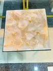 Square Rose Quartz Side Table Top Crystal Mosaic Counter Desk Gemstone Arts Deco
